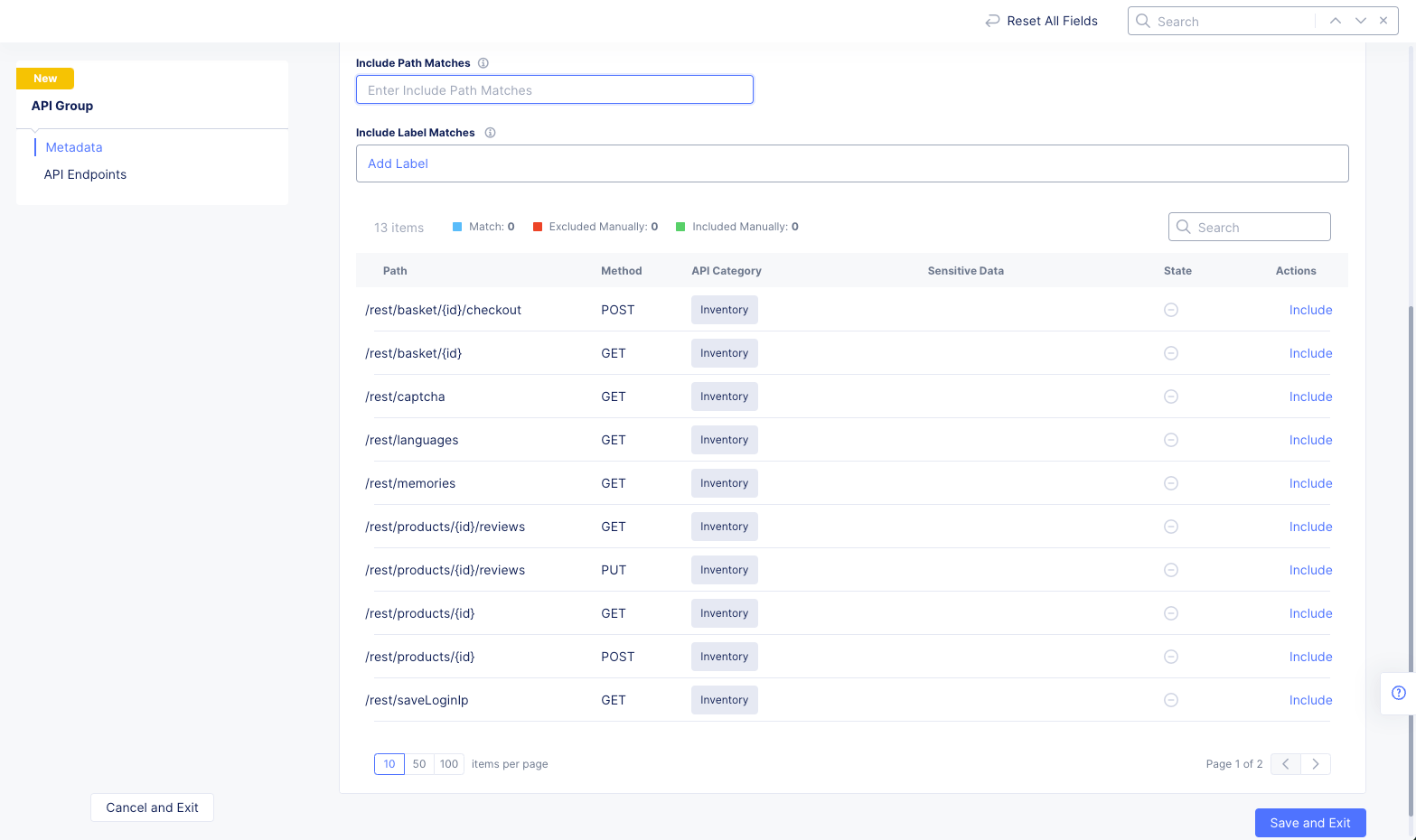 Figure: Configure API Group
